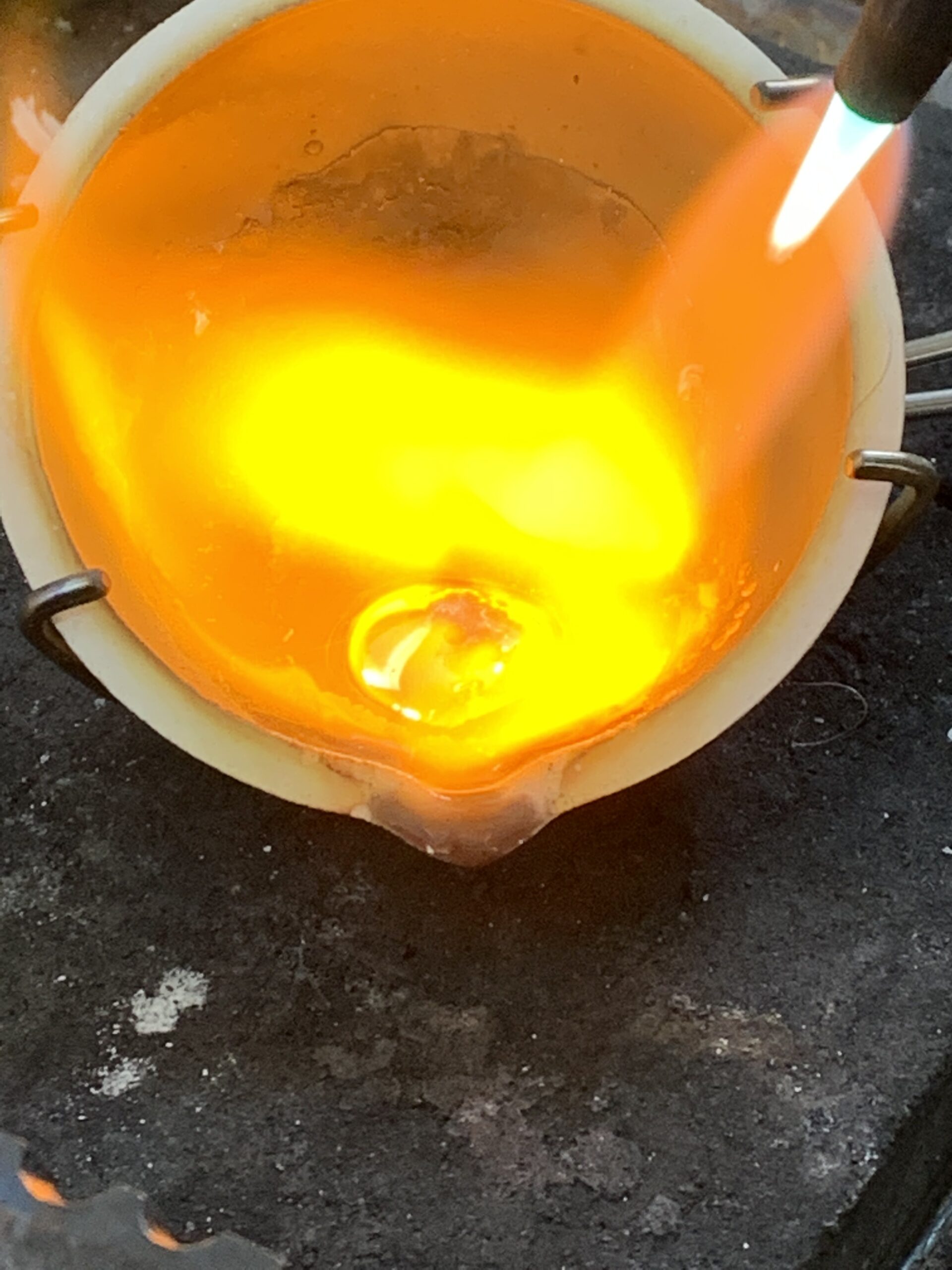 Overlay and melting precious metal.